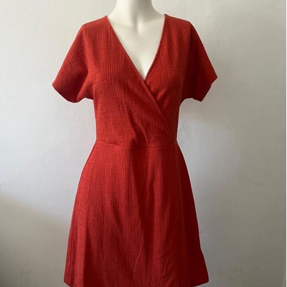 Madewell Fit and Flare Dress XS Orange Rustic Western Ranch Fall Rustic Staples